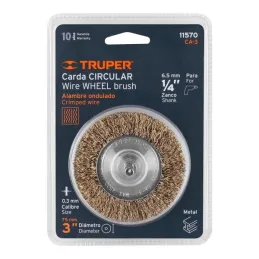  Cardas Circulares 3" Grueso Z1/4" Truper 11570 5.423729 Cardas Circulares 3" Grueso Z1/4" Truper 11570

Fabricada en acero lato