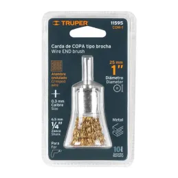  Cardas Copa 1" Grueso Z1/4" Truper 11595 4.745763 Cardas Copa 1" Grueso Z1/4" Truper 11595

Fabricada en acero latonado (antich