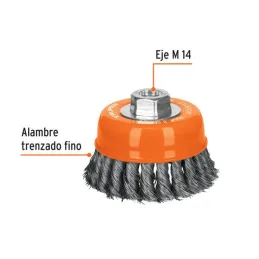  Cardas Copa 4" Trenzado Fino M14 Truper 14185  21.186441 Cardas Copa 4" Trenzado Fino M14 Truper 14185 

Fabricada en acero al 