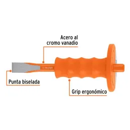 Cincel Plano 8" Cuña 3/4" con Grip, acero al cromo vanadio, protege la mano, C-3/4X8G 12278 Truper 11.694915 Cincel Plano 8" Cu