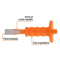  Cincel Plano 8" Cuña 7/8" con Grip , acero al cromo vanadio, protege la mano, C-7/8X8G 12277 Truper 15.847458 Cincel Plano 8" C