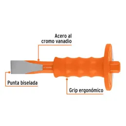  Cincel Plano 8" Cuña 1" con Grip, acero al cromo vanadio, protege la mano, C-1X8G 12276 Truper 17.79661 Cincel Plano 8" Cuña 1"