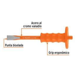  Cincel Plano 10" Cuña 3/4" con Grip, acero al cromo vanadio, protege la mano, C-3/4X10G 12275 Truper 12.627119 Cincel Plano 10"