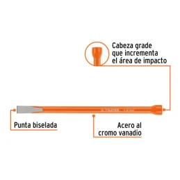  Cincel Plano 6" Cuña 5/16", Acero al cromo Vanadio, Cabeza grande, C-5/16X6 12103 Truper 3.728814 Cincel Corte Frío Plano 5/16"
