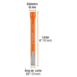  Cincel Plano 6" Cuña 1/2", Acero al cromo Vanadio, Cabeza grande, C-1/2X6 12115 Truper 5.677966 Cincel Corte Frío Plano 1/2" x 