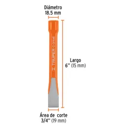  Cincel Plano 6" Cuña 3/4", Acero al cromo Vanadio, Cabeza grande, C-3/4X6 12139 Truper 7.033898 Cincel Corte Frío Plano 3/4" x 