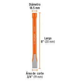 Cincel Plano 8" Cuña 3/4", Acero al cromo Vanadio, Cabeza grande, C-3/4X8 12142 Truper 8.220339 Cincel Corte Frío Plano 3/4" x Cincel Plano 8" Cuña 3/4", Acero al cromo Vanadio, Cabeza grande, C-3/4X8 12142 Truper 8.220339 Cincel Corte Frío Plano 3/4" x