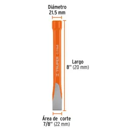  Cincel Plano 8" Cuña 7/8", Acero al cromo Vanadio, Cabeza grande, C-7/8X8 12151 Truper 11.694915 Cincel Corte Frío Plano 7/8" x