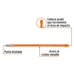  Cincel Plano 10" Cuña 3/8", Acero al cromo Vanadio, Cabeza grande, C-3/8X10 12112 Truper 6.101695 Cincel Corte Frío Plano 3/8" 