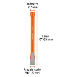  Cincel Plano 10" Cuña 7/8", Acero al cromo Vanadio, Cabeza grande, C-7/8X10 12154 Truper 13.559322 Cincel Corte Frío Plano 7/8"