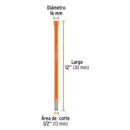  Cincel Plano 12" Cuña 1/2", Acero al cromo Vanadio, Cabeza grande, C-1/2X12 12124 Truper 8.644068 Cincel Corte Frío Plano 1/2" 