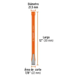  Cincel Plano 12" Cuña 7/8", Acero al cromo Vanadio, Cabeza grande, C-7/8X12 12157 Truper 14.915254 Cincel Corte Frío Plano 7/8"