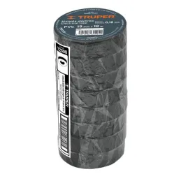  Cintas Aislantes 19mm x18m Negro acrilico E0.18mm Flexible Encogible Truper 12500 2.20339 Cinta Aislante Negro 19 mm x 18 m, Tr