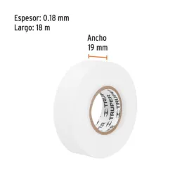  Cintas Aislantes 19mm x18m Blanco acrilico E0.18mm Flexible Encogible Truper 12506 2.20339 Cinta Aislante Blanca 19 mm x 18 m, 