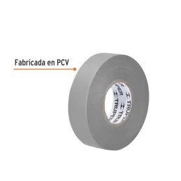  Cintas Aislantes 19mm x18m Gris acrilico E0.18mm Flexible Encogible Truper 12507 2.20339 Cinta Aislante Gris 19 mm x 18 m, Trup