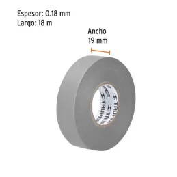  Cintas Aislantes 19mm x18m Gris acrilico E0.18mm Flexible Encogible Truper 12507 2.20339 Cinta Aislante Gris 19 mm x 18 m, Trup