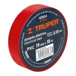 Cintas Aislantes 19mm x18m Rojo Acrilico E0.18mm Flexible Encogible Truper 12504 2.20339 Cinta Aislante Roja 19 mm x 18 m, Trup Cintas Aislantes 19mm x18m Rojo Acrilico E0.18mm Flexible Encogible Truper 12504 2.20339 Cinta Aislante Roja 19 mm x 18 m, Trup
