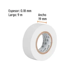  Cintas Aislantes 19mm x9m Blanco acrilico E0.18mm Flexible Encogible Truper 13515 1.186441 Cinta Aislante Blanca 19 mm x 9 m, T