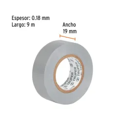  Cintas Aislantes 19mm x9m Gris Acrilico E0.18mm Flexible Encogible Truper 13516 1.186441 Cinta Aislante Gris 19 mm x 9 m, Trupe