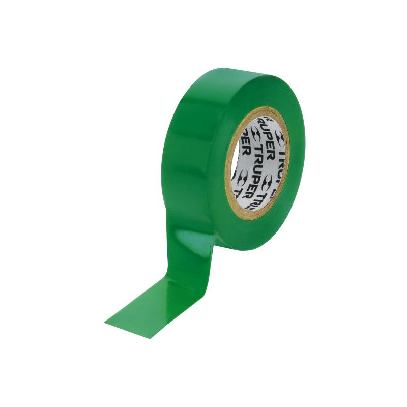  Cintas Aislantes 19mm x9m Verde acrilico E0.18mm Flexible Encogible Truper 13511 1.186441 Cinta Aislante Verde 19 mm x 9 m, Tru