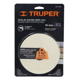  Cintas Doble Contacto 19mm x10m  Doble Adhesivo Truper 11726 11.694915 Cintas Doble Contacto 19mm x10m Doble Adhesivo Truper 11