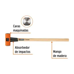  Combas 12lb Octagonales Mango36" Cara Maquinada con protector termoplastico, MD-12M 16513 Truper 76.271186 Combas 12lb Octagona