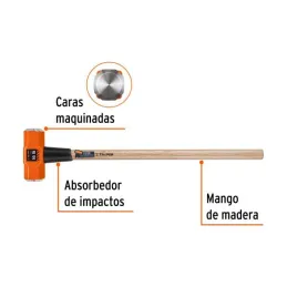  Combas 16lb Octagonales Mango36", Cara Maquinada con protector termoplastico, MD-16M 16515 Truper 104.237288 Combas 16lb Octago