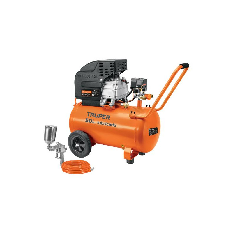  Compresoras 50L 3.5HP Lubricada Automatico Bifasico Con Manguera y Pistola, Truper 101744 599.152542 Combo Compresoras 50 Litro