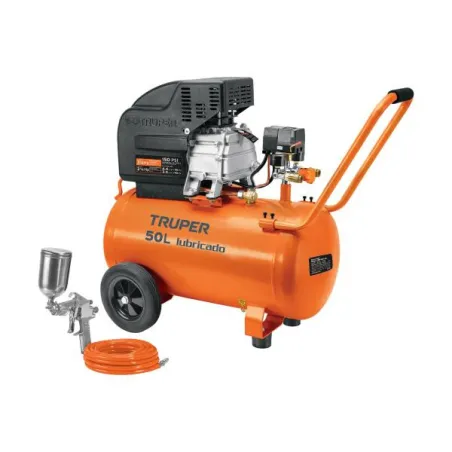  Compresoras 50L 3.5HP Lubricada Automatico Bifasico Con Manguera y Pistola, Truper 101744 599.152542 Combo Compresoras 50 Litro