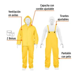  Conjunto Impermeable 2 Piezas 100% PVC espesor 0.35mm, Talla CH, No propaga la llama, TRA-PRO-S 14417 Truper 39.830508 Conjunto