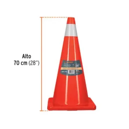  Conos de Precaucion 70 cm con Reflejante 10 cm de PVC, Resistente a Impactos, Peso 2.50 kg, CONO-70R 13123 Truper 58.474576 Con