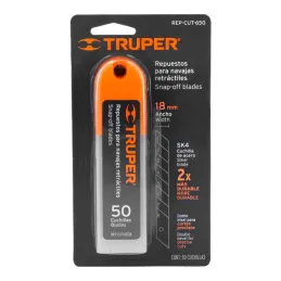  Cuchillas de repuesto 18mm 50u SK4 Navaja cutters 16976 16977 16974 22396 22405 Truper 100101 11.694915 Repuesto de Cuchillas p