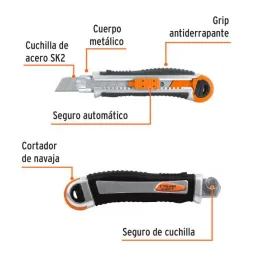  Cutter 6" 18mm AlmaMetalica y Grip Uso Pesado 5NavajasSK2, Truper CUT-6XX 16976 25.423729 Cutter 6" (18mm) Trabajo Pesado con A