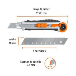 Cutter 6" 18mm AlmaMetalica y Grip Uso Pesado 5NavajasSK2, Truper CUT-6XX 16976 25.423729 Cutter 6" (18mm) Trabajo Pesado con A