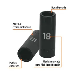  Dados 18mm E1/2 Impacto Tubulares Hexagonales CrMolibdeno, Truper 12430 12.627119 Dados Largo Impacto 18mm Hexagonales Encastre