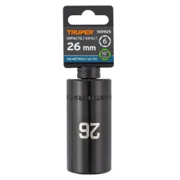  Dados 26mm E1/2 Impacto Tubulares Hexagonales CrMolibdeno, Truper 100925 17.79661 Dados Largo Impacto 26mm Hexagonales Encastre