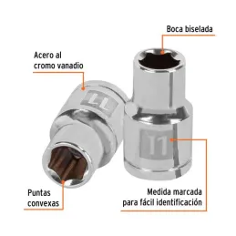 Dados 11mm E1/2 Hexagonales CrVanadio, Truper 13261 4.067797 Dados 11mm Hexagonales Encastre 1/2", Truper 13261

Fabricado en a