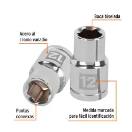  Dados 12mm E1/2 Hexagonales CrVanadio, Truper 13262 4.067797 Dados 12mm Hexagonales Encastre 1/2", Truper 13262

Fabricado en a