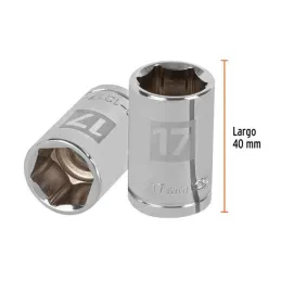  Dados 17mm E1/2 Hexagonales CrVanadio, Truper 13267 4.067797 Dados 17mm Hexagonales Encastre 1/2", Truper 13267

Fabricado en a