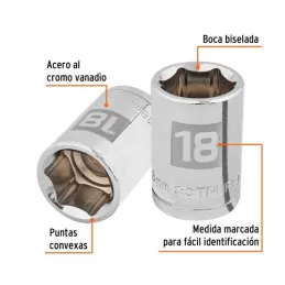  Dados 18mm E1/2 Hexagonales CrVanadio, Truper 13268 4.745763 Dados 18mm Hexagonales Encastre 1/2", Truper 13268

Fabricado en a