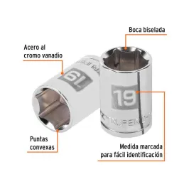  Dados 19mm E1/2 Hexagonales CrVanadio, Truper 13269 4.745763 Dados 19mm Hexagonales Encastre 1/2", Truper 13269

Fabricado en a
