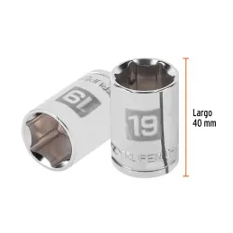  Dados 19mm E1/2 Hexagonales CrVanadio, Truper 13269 4.745763 Dados 19mm Hexagonales Encastre 1/2", Truper 13269

Fabricado en a