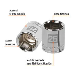  Dados 25mm E1/2 Hexagonales CrVanadio, Truper 13275 7.288136 Dados 25mm Hexagonales Encastre 1/2", Truper 13275

Fabricado en a