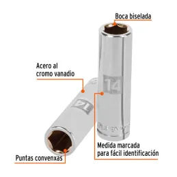  Dados 14mm E1/2 Tubulares Hexagonales CrVanadio, Truper 13354 7.033898 Dados 14mm E1/2 Tubulares Hexagonales CrVanadio, Truper 