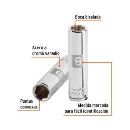 Dados 9mm E1/4 Tubulares Hexagonales CrVanadio, Truper 13203 Truper-Dados 9mm E1/4 Tubulares Hexagonales CrVanadio, Truper 13203