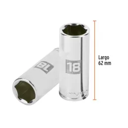  Dados 18mm E3/8 Tubulares Hexagonales CrVanadio, Truper 13778 6.101695 Dados 18mm E3/8 Tubulares Hexagonales CrVanadio, Truper 