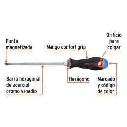  Desarmador Estrella 3/16" x6" N1 ComfortGrip Truper 14067 4.661017 Desarmador Estrella 3/16" x6" N1 ComfortGrip Truper 14067

B
