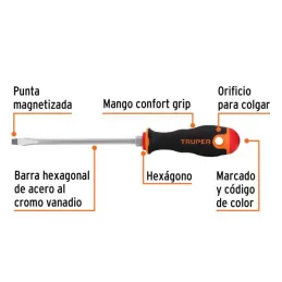  Desarmador Plano Bhex 1/4" x6" ComfortGrip Truper 14000 5.338983 Desarmador Plano Bhex 1/4" x6" ComfortGrip Truper 14000

Barra