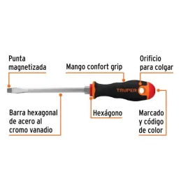  Desarmador Plano Bhex 5/16" x6" Comfort Grip Truper 14006 6.525424 Desarmador Plano Bhex 5/16" x6" Comfort Grip Truper 14006

B