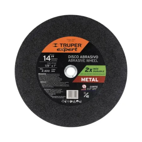  Discos Corte Metal 14" 355.6x2.8mm C1" T41 Chop Saw, Oxido de Alumino, ABT-742 11567 Truper 13.559322 Discos Corte Metal 14" 35